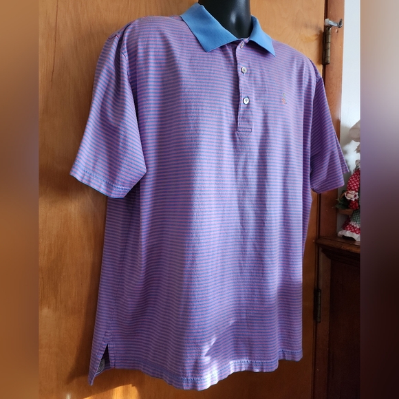 Peter Millar 100% Cotton Golf Polo Shirt Striped Size XL - Picture 4 of 12